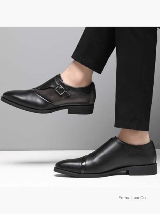 Men\'s Monk Strap Dress Loafer Shoes Oxfords Plain Toe Formal Business Wedding main image 7